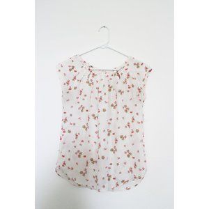 LC Lauren Conrad Creamy White Bow Floral Top XS